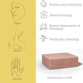 Yellow Bird Handmade Natural Calamine Bar Soap - Organic Cleanser For Bath, Face, and Body.