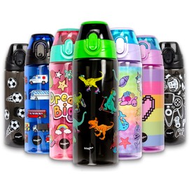 Fringoo Kids Water Bottle with Straw 100% Leak Proof BPA Free 600ml Bottle for School Nursery Travel Kids Dinosaur Skaters 600ml