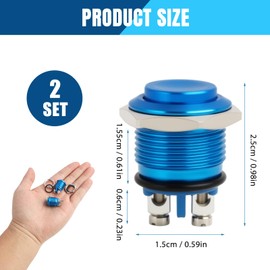 2PCS Runder Startknopf,Momentaner Druckknopfschalter,Start Taster,Kfz Startknopf, Wasserdichter Metall-Schalter, 16mm Kfz Starttaster, Momentaner Schalter für DIY-Module, Automobilzündung, Türglocke u