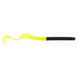 Berkley PowerBait® Power Worm Fishing Bait, Black/Chartreuse, 7in | 18cm, Irresistible Flavor, Classic Curly Tail Worm Profile, Ideal for Spring, Summer and Fall Fishing