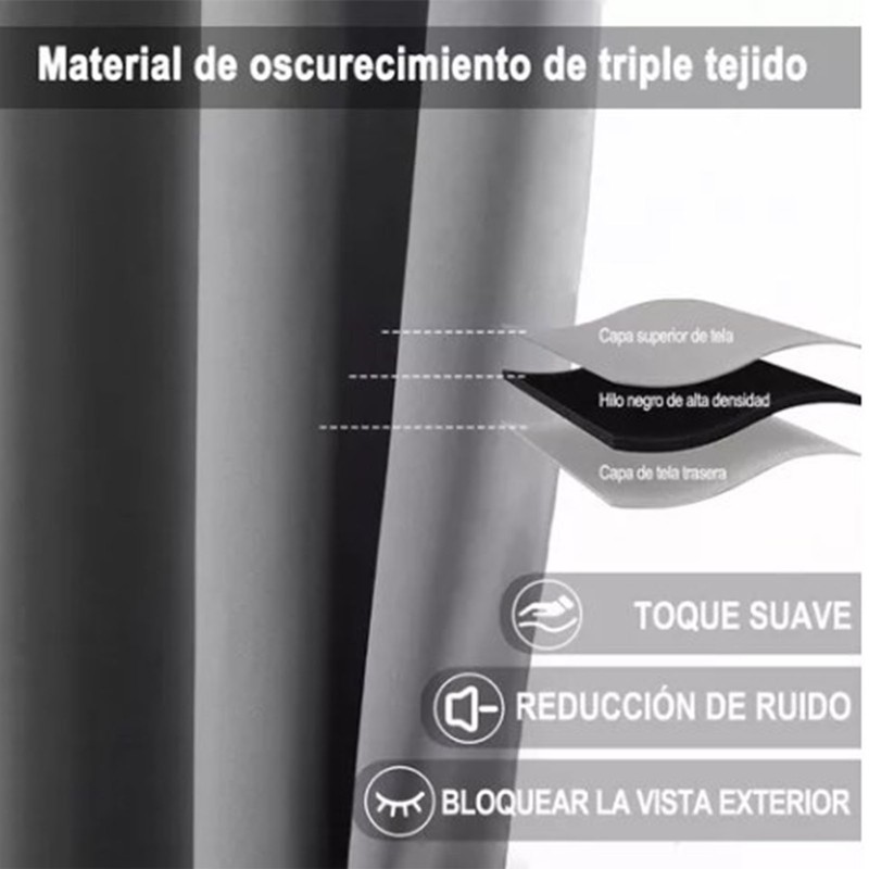 Blackout Curtain Polyester Bedroom Darkening Curtains Dark Grey for Household