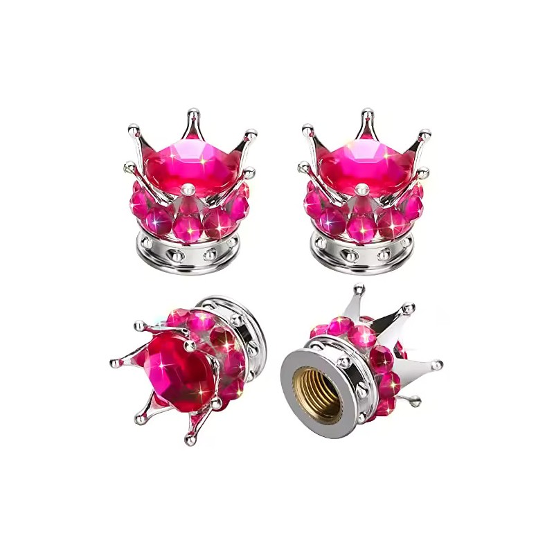 4-Piece Crown Rhinestone Tire Valve Stem Caps