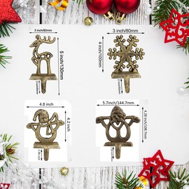 YWZHENYU 4 Pack Christmas Stocking Holder Durable Stocking Hanger Hooks for Mantel Fireplace Snowflake Stocking Hooks for Christmas Decor