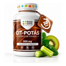 Citrato de Potasio 800 mg 60 Cápsulas Veganas Formulated by 4 Seasons Nutrition para 30 Días