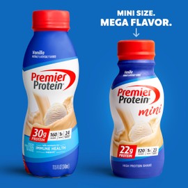 Premier Protein Premier Protein Shake MINIs, Vanilla, 22g Protein, 120 Calories, 1g Sugar, 8.75fl oz, Pack of 12