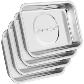 Poppstar Set of 4 Magnetic Bowls Rectangular (9.3 x 6.5 cm), Material: Stainless Steel