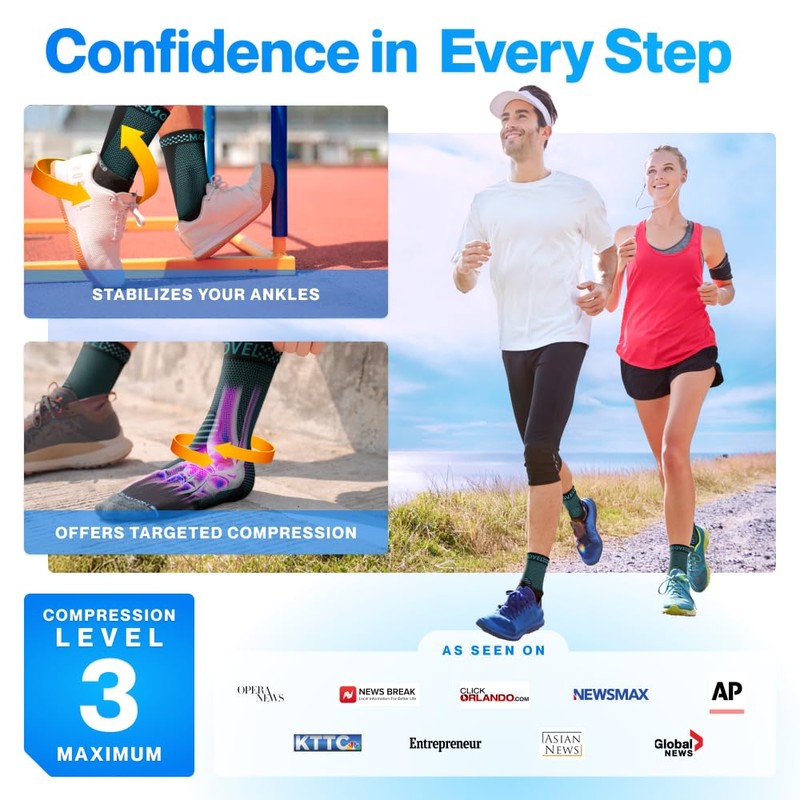 Modvel Foot & Ankle Brace Socks for Sprained Ankle Compression