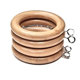 Natural Wood 38mm Wooden Curtain Pole Rings with Screw Eye Drapery Curtain Rings Rod Hanging Sliding Eyelet for 35mm Poles Pack of 24.
