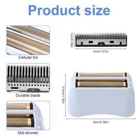 2pcs Foil Shaver Replacement Fit for Andis, Shaver Replacement with 4 Stainless Steel Razor Blades Head Shaver Foil Replacement Cutter Blade for Andis 17150(TS-1)/17155/17200