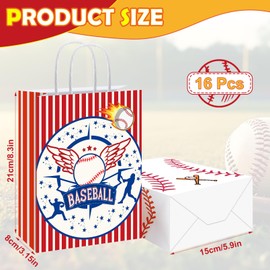 EOGRFW 16 Pcs Baseball Gift Bags,Baseball Party Favor Bags with Handles,Goodie Bag Candy Treat Gifts Bag With Handle for Birthday Sports Themed Party Supplies