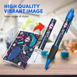 1 x Blue Ballpoint Pen (Black Ink) - Sea Life Whale Dolphin Turtle Cartoon #15526