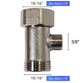 Toswin Bidet T Adapter - T Valve Adapter for Bidet (7/8″ x 7/8″ x 3/8″,also Match 9/16""), 3 Way Adapter Bidet Attachment or 3 Way Tee Connector for Toilet, Nickel