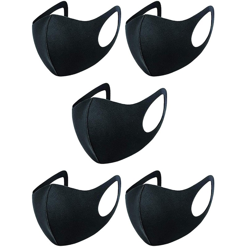 5 PCS Black Face Mask Cover Bandana Balaclavas, 2-Layer Unisex
