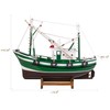 SAILINGSTORY Wooden Fishing Boat Model Ship Model Decor Green