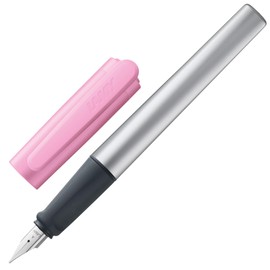 LAMY nexx rose – Fountain Pen with slip-proof grip & polished Left-Handed steel nib (LH) in size M - triangular aluminum body - including LAMY T 10 blue cartridge