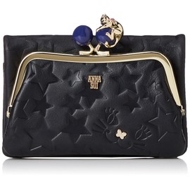 Anna Sui 313751-11 Women's Playing Cat Bifold Wallet with External Clasp, Black, Black