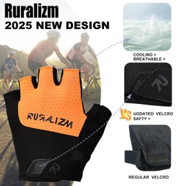 RURALIZM Bike Cycling Gloves for Men/Women Half Finger Anti-Slip Gel Padding/Mountain Bike Shock-Absorbing Fingerless/Light Weight Bicycle Motorcycle Ourdoor Gloves