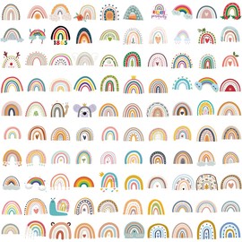 Namvo 100 Pieces Rainbow Stickers Bohemian Style Waterproof Cartoon Stickers for Luggage Helmet Computer Notebook Phone