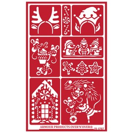Over'N'Over Reusable Glass Etching Stencils – Durable Self-Stick Designs for Glass, Mirrors, and Ceramics with Armour Etch Cream – 5” x 8” Stencil Sheet - Holiday Spirit
