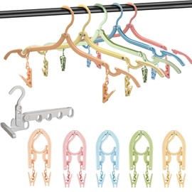 Pack of 25 Foldable Travel Hangers, Portable Foldable Clothes Hangers, Plastic Hangers, Space Saving, Portable Foldable Hangers for Home, Hotel, Travel, Camping (5 Colours)