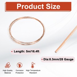 sourcing map 28 Gauge Copper Wires for Jewelry Making, 1 Roll 5m Craft Tarnish Resistant Beading Wires for Jewelry Making Supplies DIY (Rose Gold)