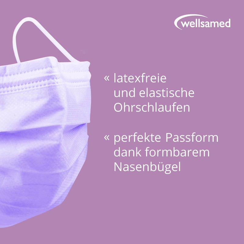 Wellsamed Wellsamask Disposable Surgical Masks Pack of 50 Purple Lavender