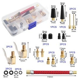 ZMDMAH 21 Piece Bicycle Valve Adapter Set with Sorting Box, French Valve Adapter, Bicycle Repair Kit, Car Valve Adapter, Suitable for Bicycles, Air Pumps, Compressors