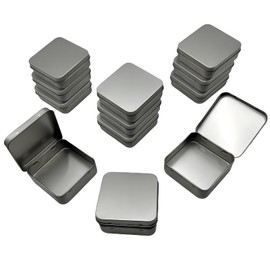 CHSZCHOMER Sturdy Metal Tin Box Set Pack of 12 Silver - Compact Storage Solution for Pills, Jewelry, Beads and More. Small Tins with Hinged Lids for Versatile Use (Silvery, 2.76 x 2.76 x 0.8 in)