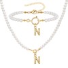 ZENGSING Initial Pearl Necklace Bracelets Set Women's Pearl Jewellery Set