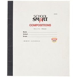 School Smart Stitched Cover Composition Book, No Margin, 8-1/2 x 7 Inches, 72 Pages