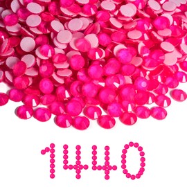 Blinginbox Hotfix Rhinestones for Clothes,1440pcs Hot Fix Rhinestones Crystal Gems for Crafts Decoration, Rose Neon, SS20
