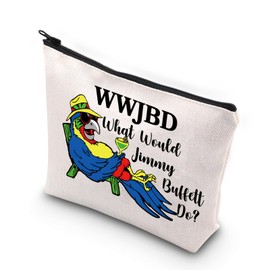 VAMSII Jimmy Fans Gift WWJBD What Would Jimmy Do Makeup Bag Parrot Lover Gift, WWJBD