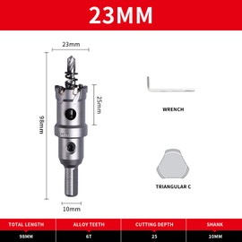 23mm Hole Saw LAIWEI Carbide Hole Cutter Stainless Steel Metal Drill Bit Tungsten Alloy Tip Cutting Diameter (29/32" TCT Hole Saw)