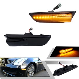 GTINTHEBOX Compatible with 2003 2004 2005 2006 2007 Infiniti G35 2D Coupe D Front Side Marker Light Smoked Lens Amber LED Fender Lamp