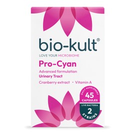 Bio-Kult Pro-Cyan – 2 Live Bacterial Strains with Cranberry Extract (36mg PACs) & Vitamin A | Urinary Tract & Immune Support | Probiotic Supplement | Suitable for Travel & Antibiotics | 45 Capsules