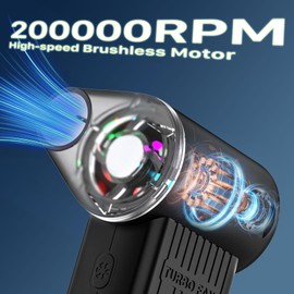 Wavypo Compressed Air Duster, 3 Gear Adjustable 200000RPM Super Power Cordless Air Duster Rechargeable Brushless Motor Durable Blower for Keyboard, PC, Electric Devices Cleaning