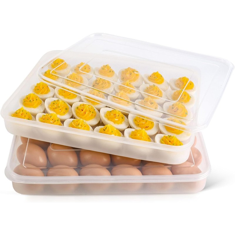 HANSGO Deviled Egg Containers with Lid, Set of 2, Plastic