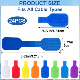 BEIQIYA 24pcs Cable Labels, Waterproof Write on Cable Cord Tags, Hook and Loop Wire Labels Holders for Wire Management and Identification- 8 Colors