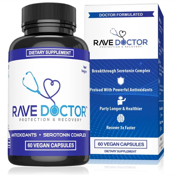 Rave Doctor 5 HTP Supplement - Essential Rave Vitamins for Festival Goers, Rave Accessories, Festival Essentials, Festival Gear, Rave Essentials, 5htp Supplement