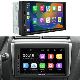 YuanTing 7" 2Din HD Touchscreen Car Stereo Player Apple CarPlay Android Auto Wireless GPS