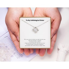 Famdecor Unbiological Sister Necklace Bonus Sister Necklace Sister in Law Necklace Sterling Silver Rhinestone Knot Necklace for Sister Birthday Gifts from Sister Christmas Gifts