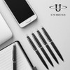 Unibene 6 Pack Black &Sliver Click Ballpoint Pens - Black