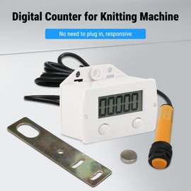 Uadme Digital Counter for Knitting Machine, 0-99999 Electronic Tally Counter with Magnetic Induction Switch, 5 Digit Plus UP Gauge Tester + Punch Magnetic Induction Proximity Switch