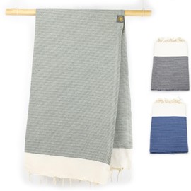 ANNA ANIQ Extra Soft Fouta Hammam Towel XXL Extra Large 200 x 100 cm Sauna Towel 100% Cotton from Tunisia as Beach Towel, Turkish Bath Towel (Dark Green)