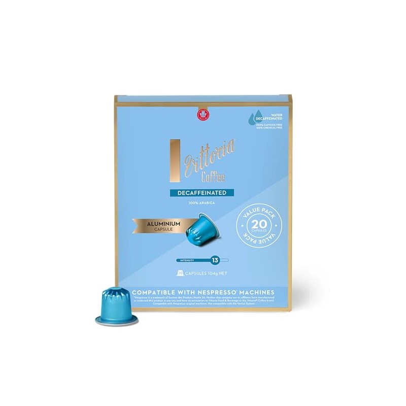 Vittoria Coffee Decaf 100% Arabica Nespresso Compatible Aluminium Capsules. Best