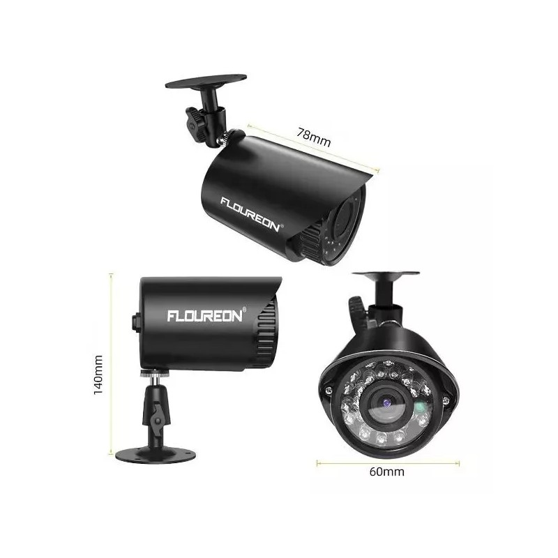 Floureon Security Camera NTSC System 4 AHD Cameras, 720P, 8CH