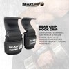BEAR GRIP Weight Lifting Hooks, Non-Slip Rubberised Grips (Black)
