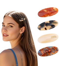 KIUEZIR 4 Packs Tortoise Shell Duckbill Hair Clips with 4 Styles, Smooth & Durable for Women, Vintage Acetate French Barrette Clips - Perfect for Everyday/Party/Wedding Hairstyles, Thick/Thin Hair