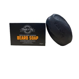 Fresh and Fly Charcoal Beard Soap – Deep Cleansing with Tea Tree, Coconut & Aloe Vera for a Healthy, Soft Beard, 100% Organic, TFM 76%