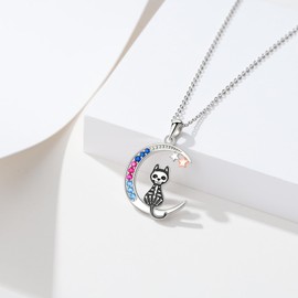 Fryneauy Cute Animal Necklace for Lovers S925 Sterling Silver Couple Pendant I Love You Forever Animal Necklace Jewellery Gift for Women, Sterling Silver, No Gemstone